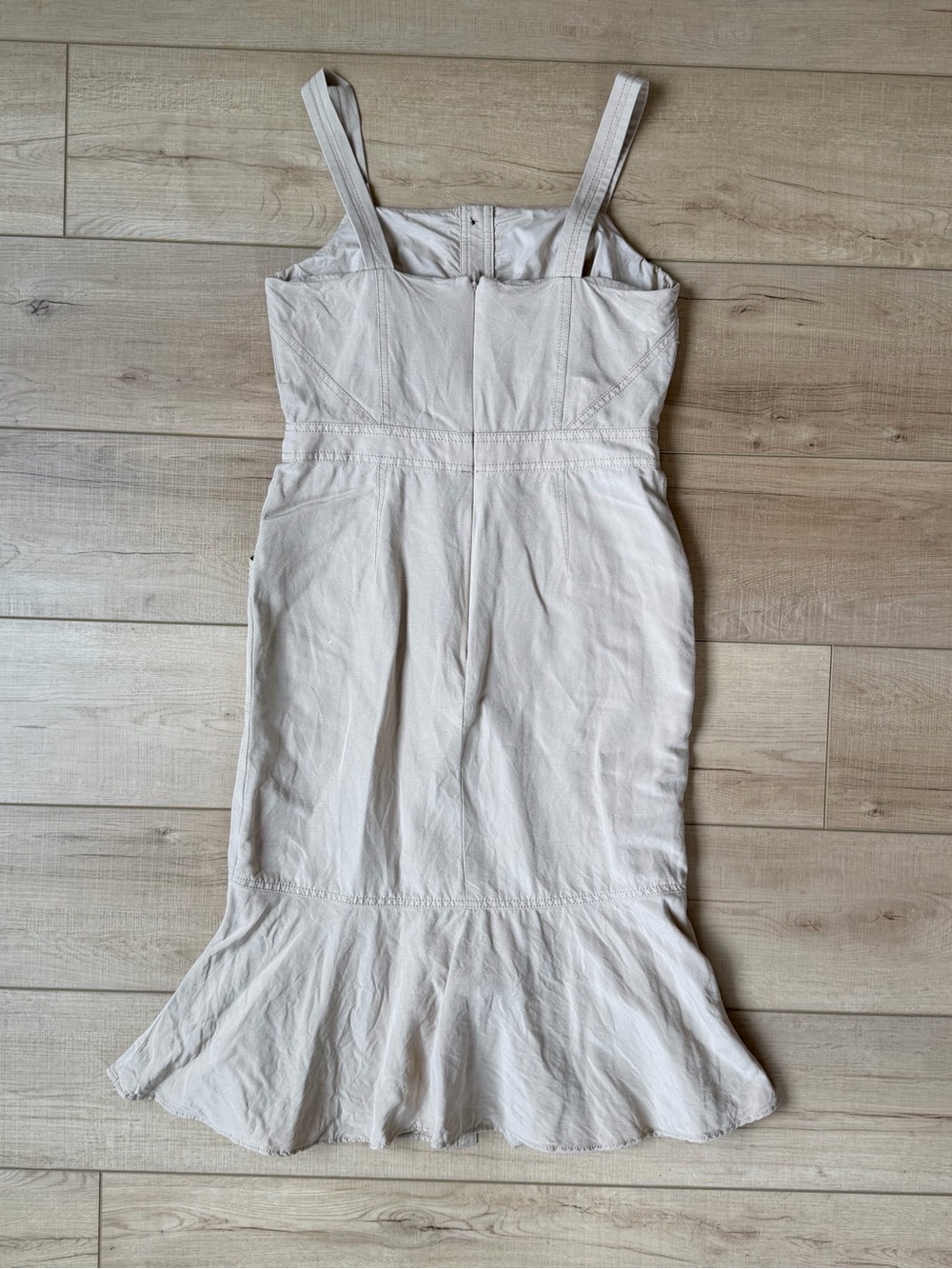 Banana republic Dress Women's 4 Sleeveless Button Front Beige Linen Blend - Picture 4 of 5